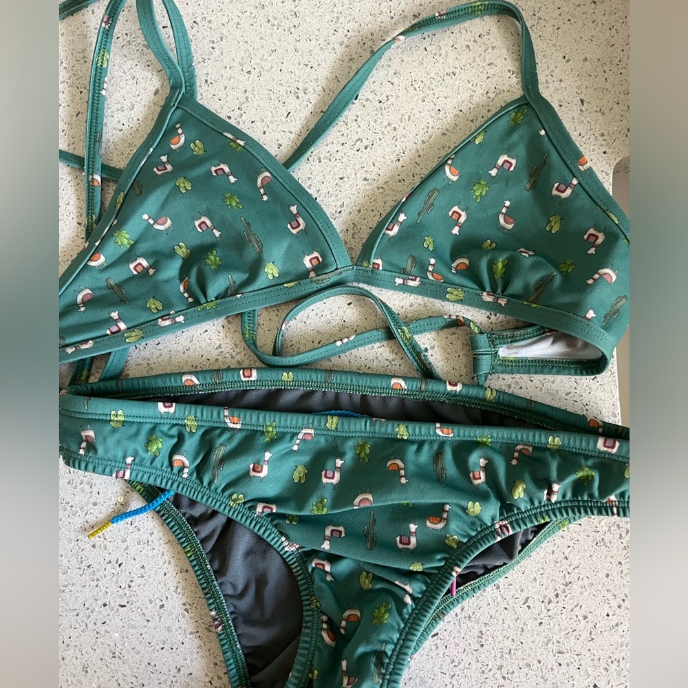 Large, lama print, Jolyn triangle bikini top